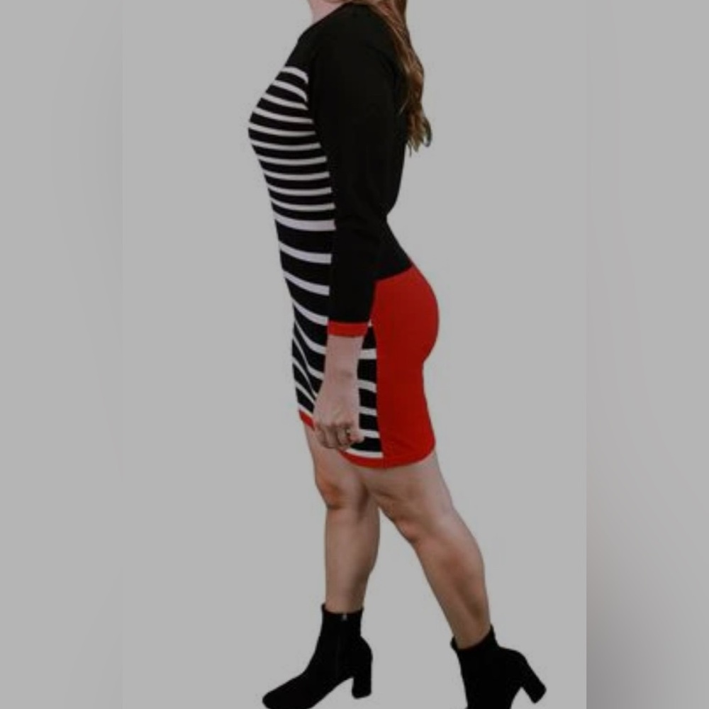 Area Stars Black and Red Striped Dress